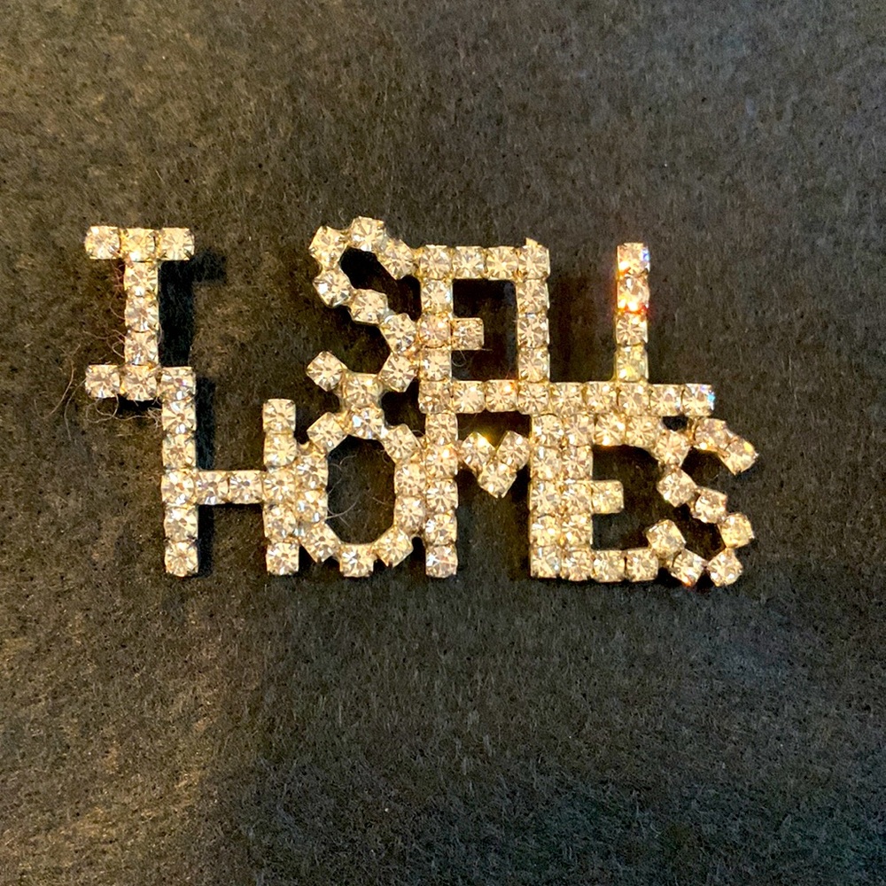 Rhinestone Real Estate Pin ~